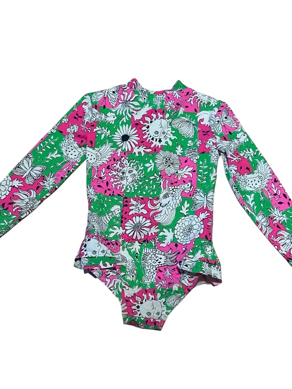 Lilly Pulitzer Girls Denning Swimsuit Bathing Suit Rashguard UPF 50+ Size 2